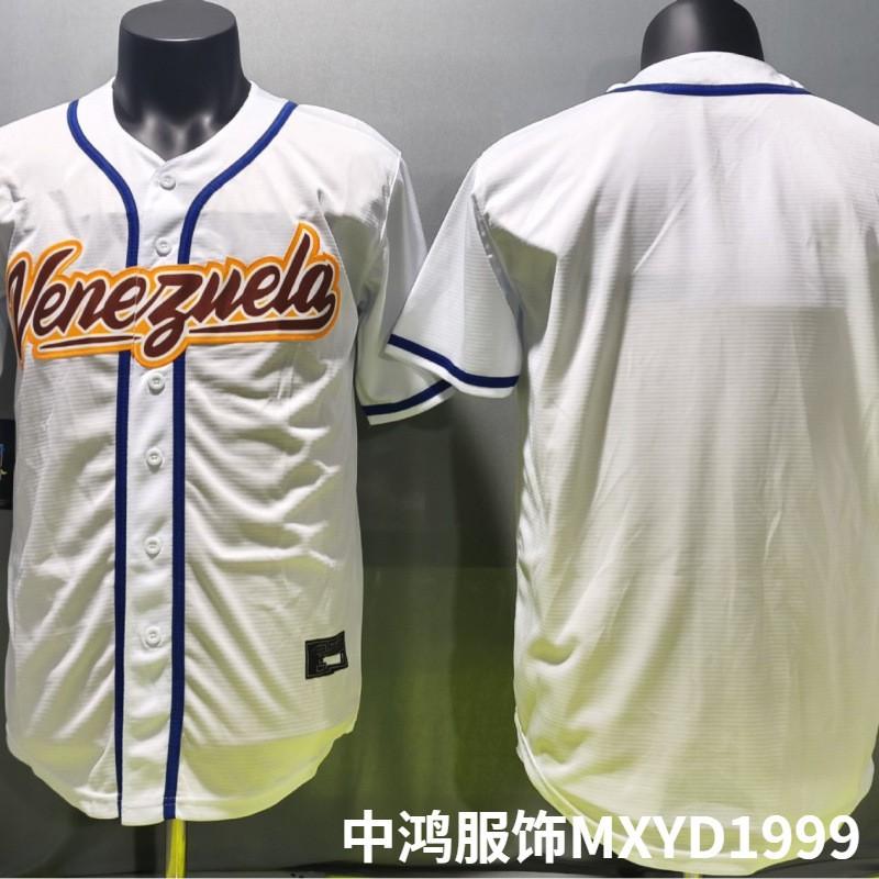 Maglia da Baseball Ricamata Personalizzata Bianca Squadra Venezuela Uniforme Sportiva Softball Gioco di Allenamento