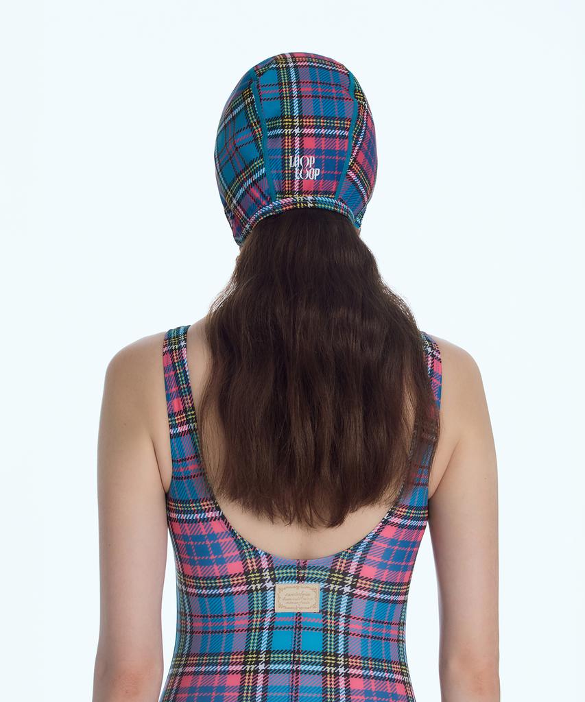 Lupeulupeu [Preppy Check_Blue] U-Back One-Piece Swimsuit