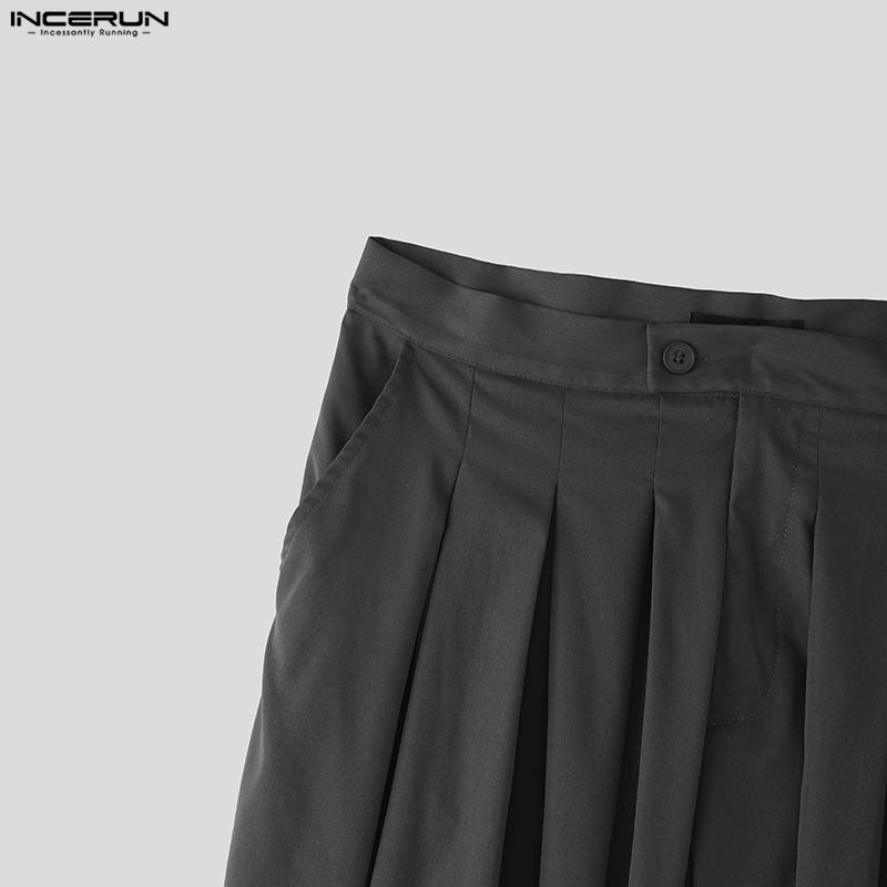 INCERUN Herren Unterteil Lässig mit Reißverschluss an der Taille Lange Baggy Haremshose