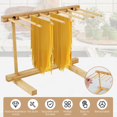 Household Pasta Drying Rack with 8 Bars Wooden Noodle Drying Rack Detachable Pasta Dryer Stand Portable Noodle Hanging Rack