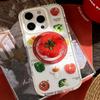 Three Dimensional Tomato and Vegetable Magnetic Bracket Apple 16promax Mobile Phone Case 14 Suitable for 13 Advanced IPhone 15 Transparent