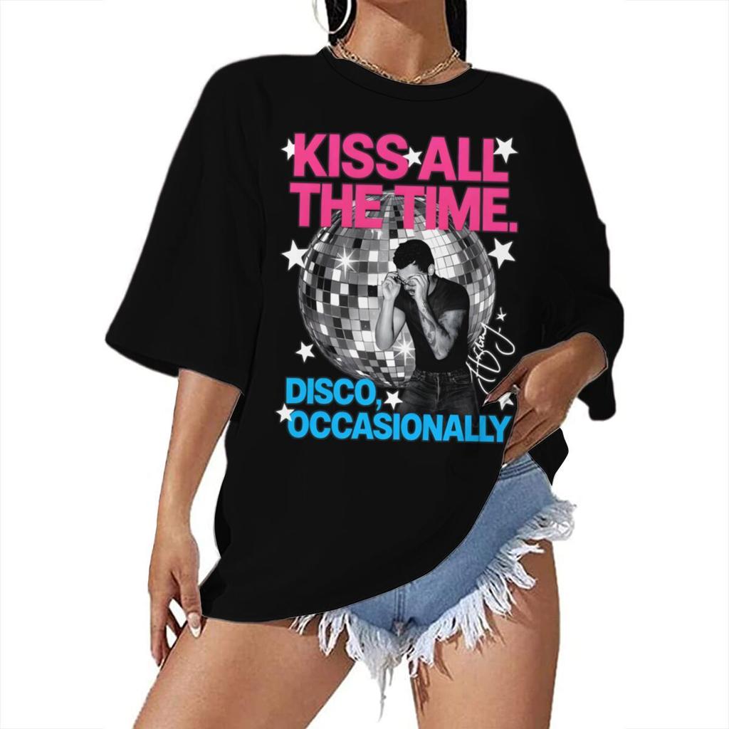 Harry Styles Kiss All The Time Disco Occasionally 2026 Summer Unisex T Shirt Casual Cotton Short Sleeve Graphic Tee Vintage T