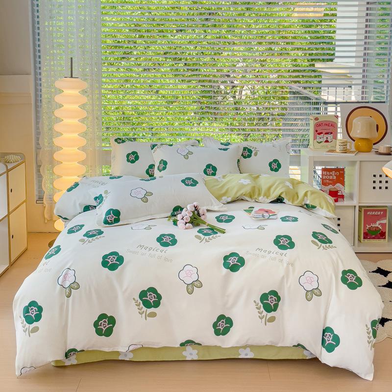 Skin-friendly Cotton Plant Cashmere Thickened Sanded Four-piece Bedding Set Dormitory Three-piece Set Bed Sheet Quilt Cover