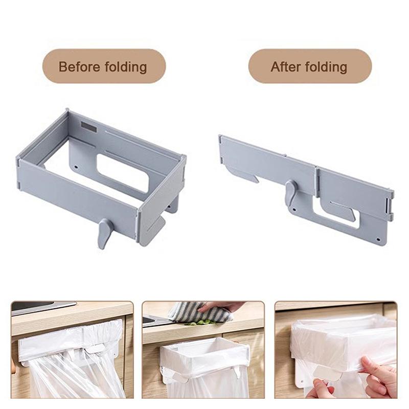 Faltbarer Müllbeutelhalter Wandmontiert Küchenmüllbeutel Organizer Hängender Plastiktütenfolien Aufbewahrungsständer Behälter Spender