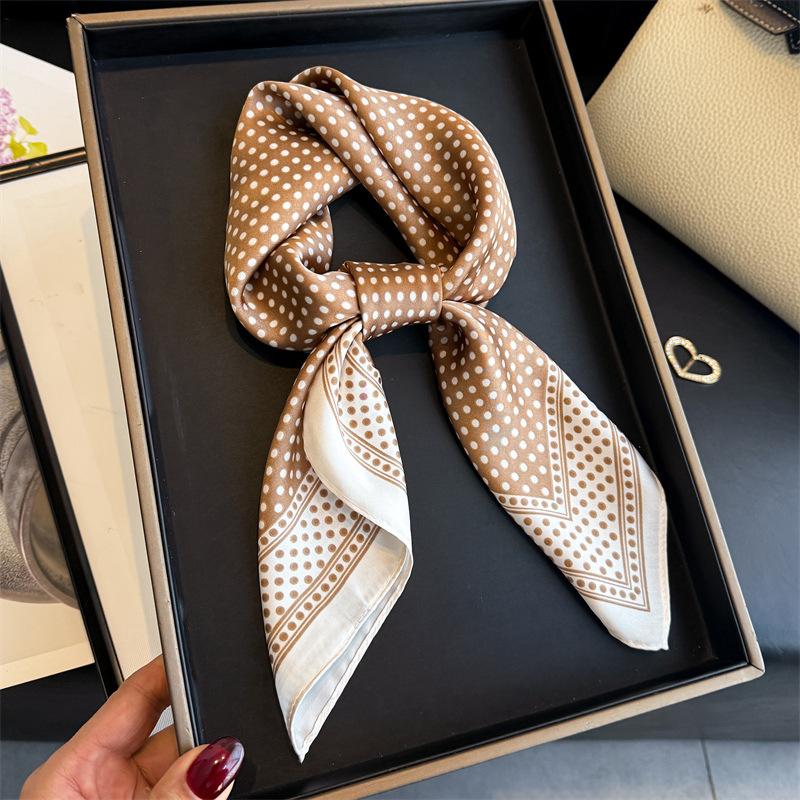 New Dot Pattern Silk Scarf Neckerchief Women's 70X70cm Square Kerchief Purse Luxury Scarf for Women Designer Silk Headscarf
