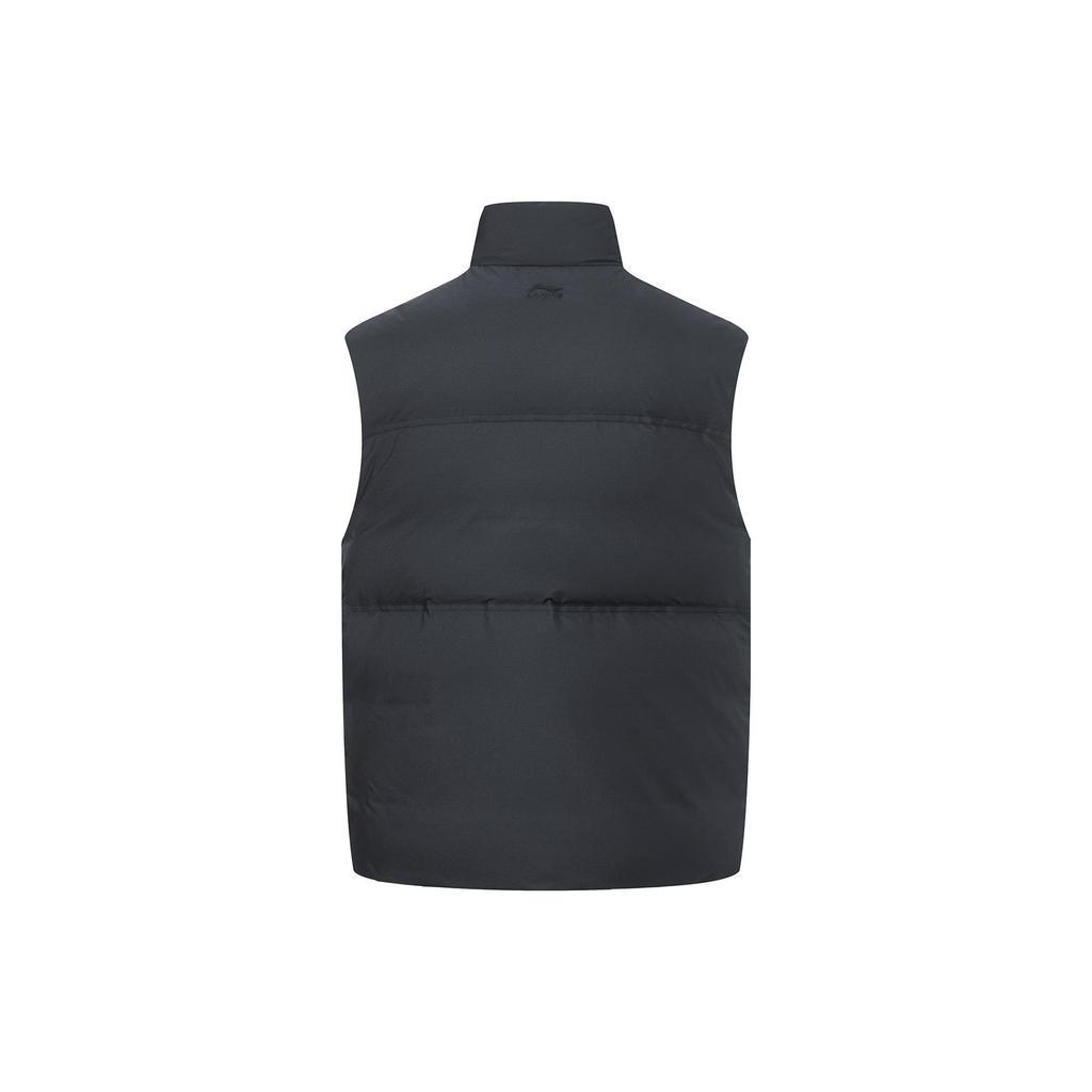 Lining Sports Lifestyle Series Polyester Solid Color Stand Collar Casual Warm Vest Men Vests Black AMRT013-1