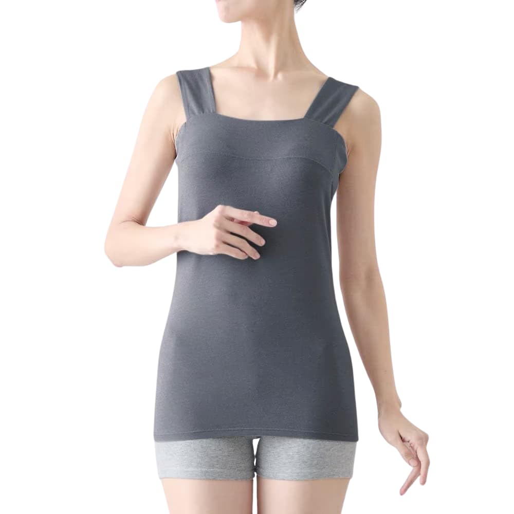 Belle Maison Tank Cotton Prevents Size S Women's Sweat-Absorbing Top, Blend, Peeking, Saralyst, Charcoal,