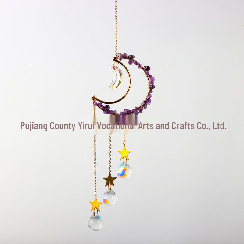 

Кристальная ловушка для солнца, музыка ветра: Подвеска-украшение из необработанного камня для декора сада аметист