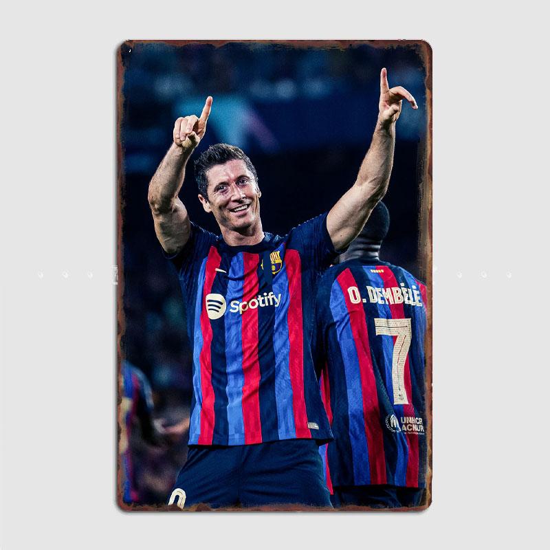Robert Lewandowski Piłkarz Retro Plakaty Metalowy Plakat Znak Pubu Garaż Klub Bar Wnętrze Ściana Dekoracja Pokoju Wystrój Domu