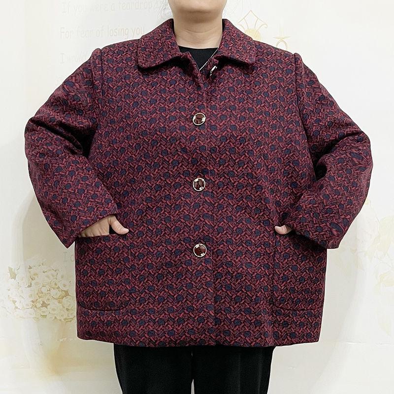 

8XL Plus Size Fleece-Lined Jacket for Elderly Women, Suitable for Autumn/Winter, 200 Jin, Cotton XL (80-100 jin)