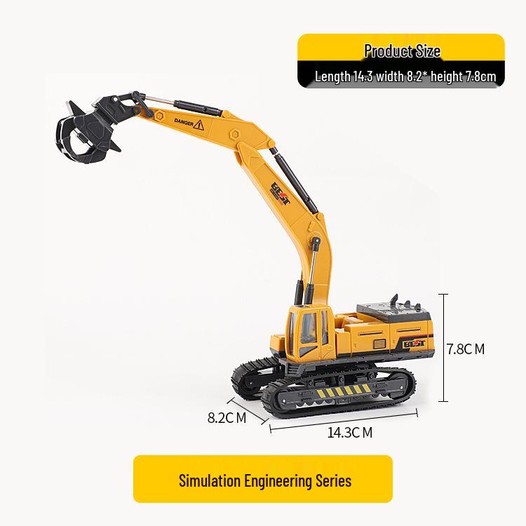 Kids' Inertial Engineering Vehicle Set: Excavator, Bulldozer, Forklift, Loader, Crane Toy Models