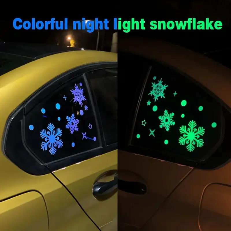 3Sheets Glow In The Dark Snowflake Window Stickers DIY Car Luminous PVC Decal Christmas Home Wall Decoration New Year Party Gift