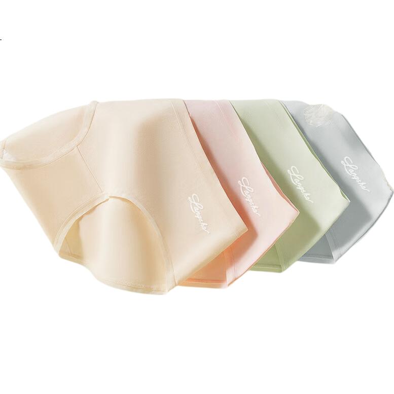 LangSha Women's Mid-Rise Underwear with Mulberry Silk Gusset, 10A Grade Antibacterial Comfortable Breathable Triangle Panties for Women, 4 Pack