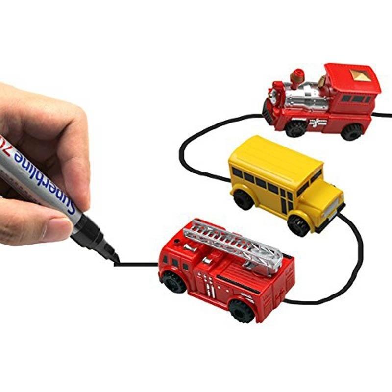 Magic Pen Inductive Car Truck Tank Follow Each Drawn Black Line Track Mini Toys Technology Vehicles