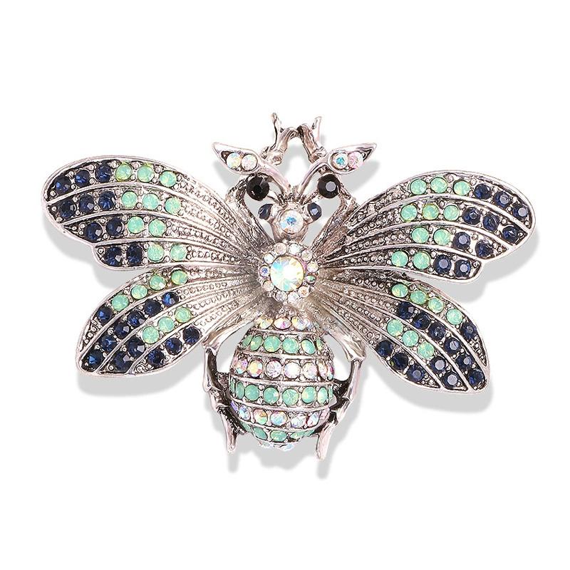 1Pc Alloy Gift Corsage Literary Wind Diamond Inlaid Exquisite Insect Brooch Safety Pin Colorful