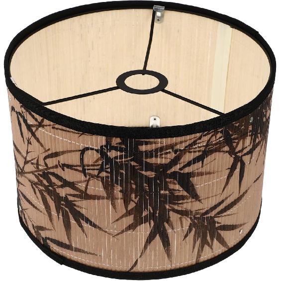 Drum Lamp Shade, E27 Vintage Lampshade Bamboos Pattern Chandelier Lamp Cover Replaceable Light Accessories for Pendant Floor Light, 30X30x20CM