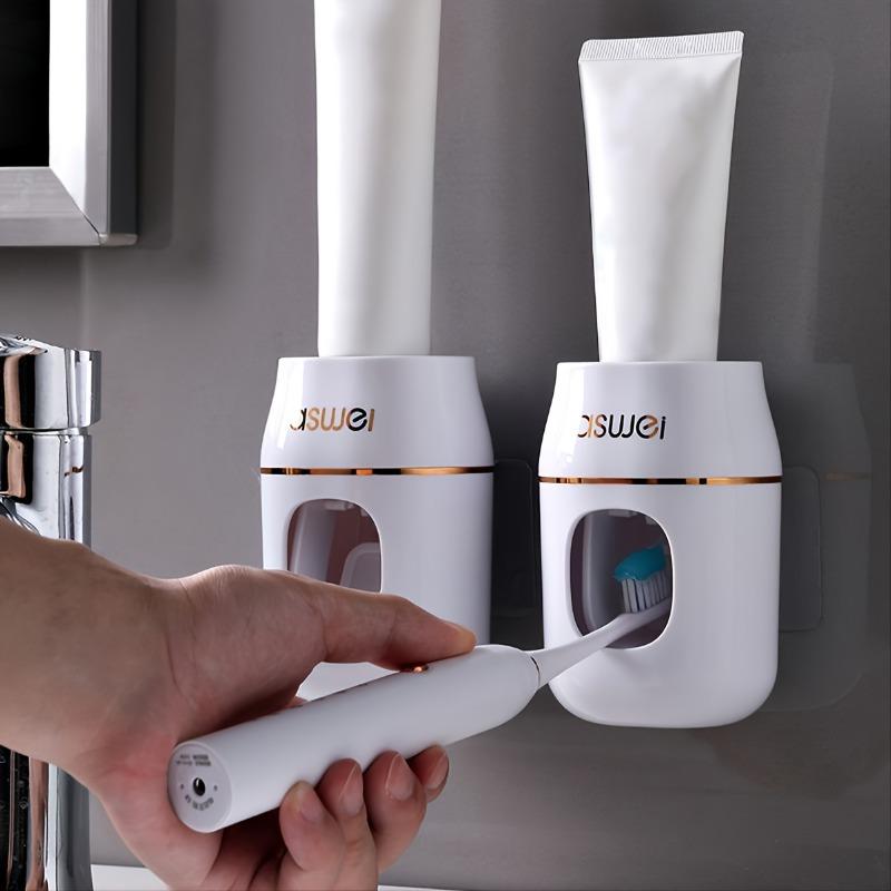 Upgrade Your Bathroom with this 1pc Toothpaste Squeezer and Storage Rack - Automatic Toothpaste Refills Made Easy!