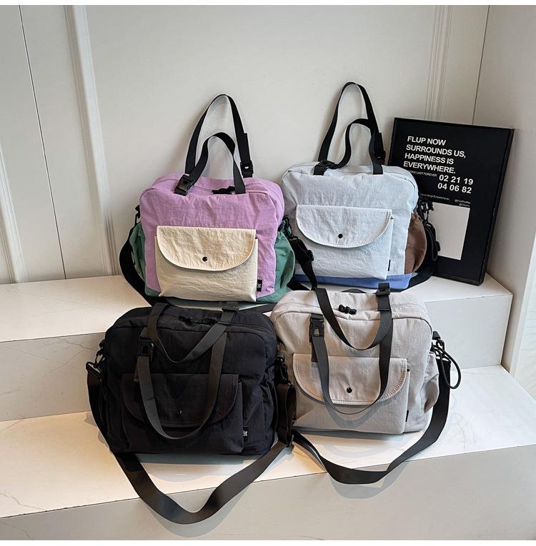 2025 Korean Style Color Block Patchwork Shoulder Bag: High-End, Large Capacity, Versatile, Single Shoulder & Crossbody Option