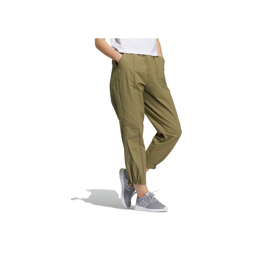 Adidas Neo Logo Print Lace-Up Breathable Casual Sports Pants Women Pants Brown HB4099