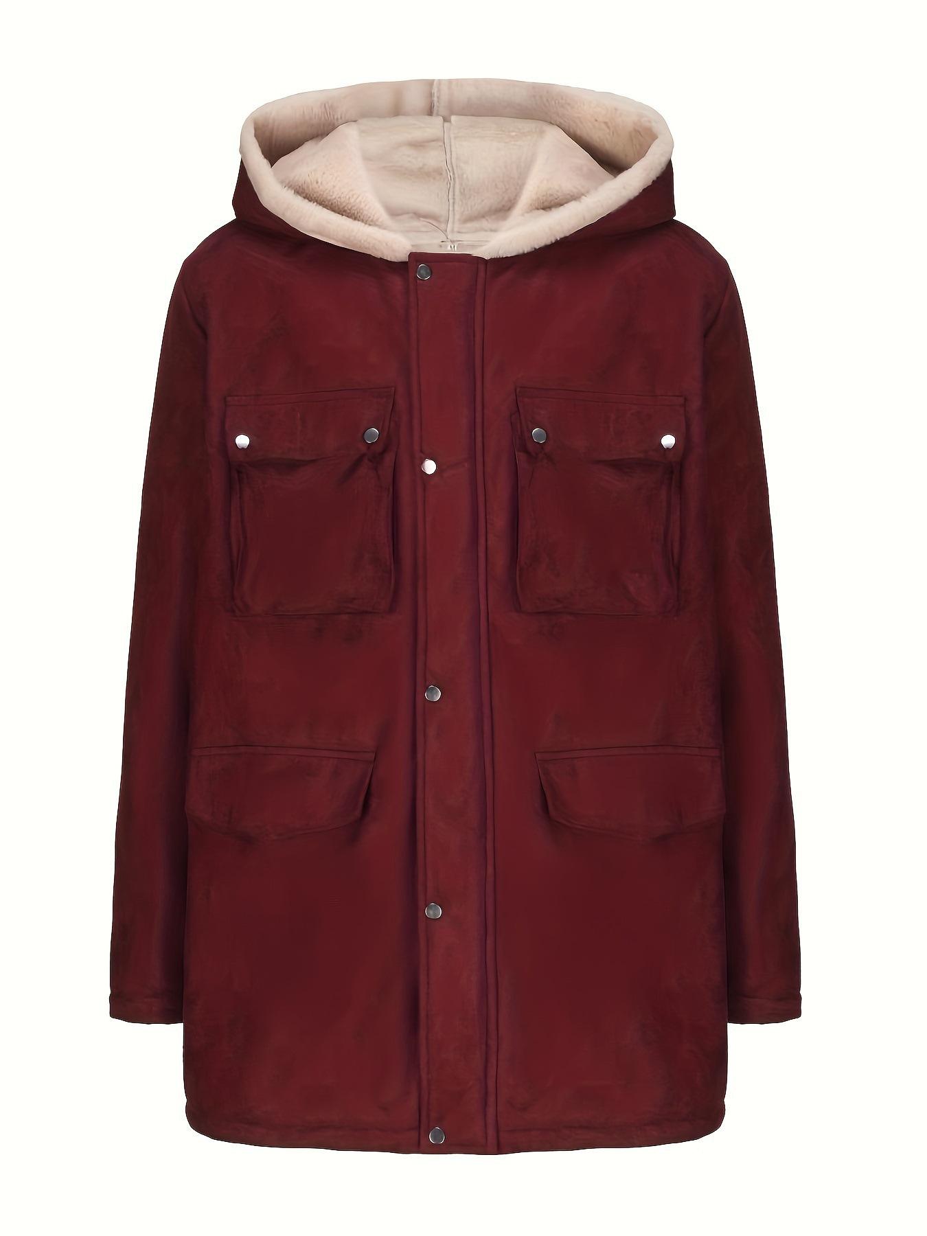 

Men s Winter Hooded Jacket - Cotton Padded, Faux Leather & Fur XL