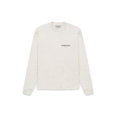 Reflective Logo Solid Color Long Sleeve T-Shirt Unisex Tops Oatmeal FOG-FW21-157