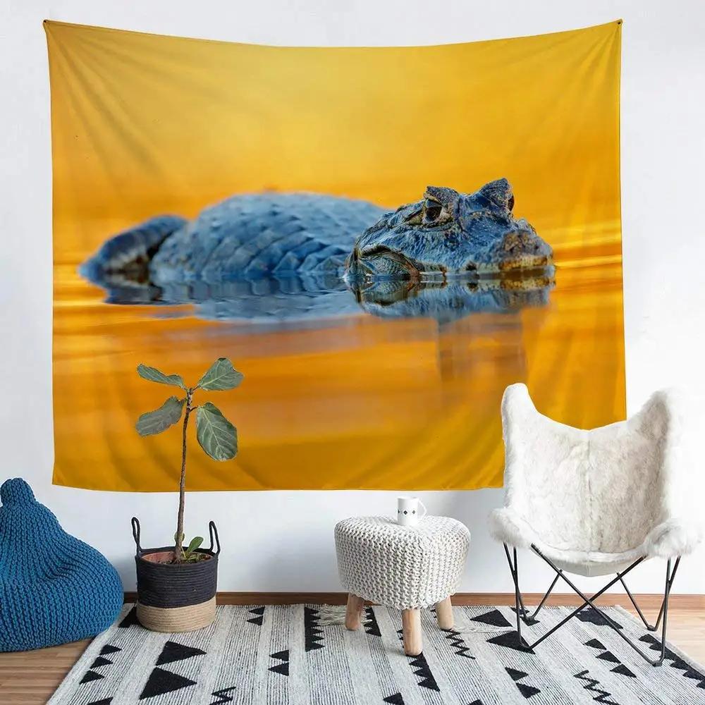 Crocodile Tapestry Alligator Tapestries Wildlife Animal Wall Hanging for Children Boys Teens Crocodiles Wall Art Decorative Room