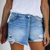 2025 Summer Light Blue Women's Denim Ripped Skirt Shorts