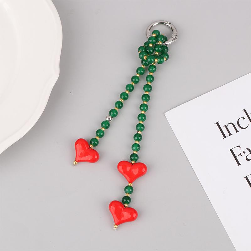 Bag Charm For Women Y2K Accesories Love Heart Pendant Colorful Beads Chain  Lady Jewelry