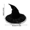 Black Velvets Witch Hat With Golden Star Elegant Curved Border Halloween Hat for Women Men Kids