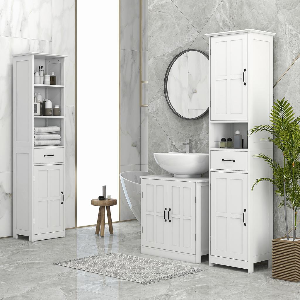 Bathroom Sink Cabinet Under Sink Furniture With Double Door And Adjustable Shelf 60x30x60cm White