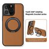 iPhone 17 16 15 14 13 12 11 Pro Max Plus için İş Derisi Dönen Braketli Telefon Kılıfı Magsafe Manyetik Halka Stand Tutucu Kapak
