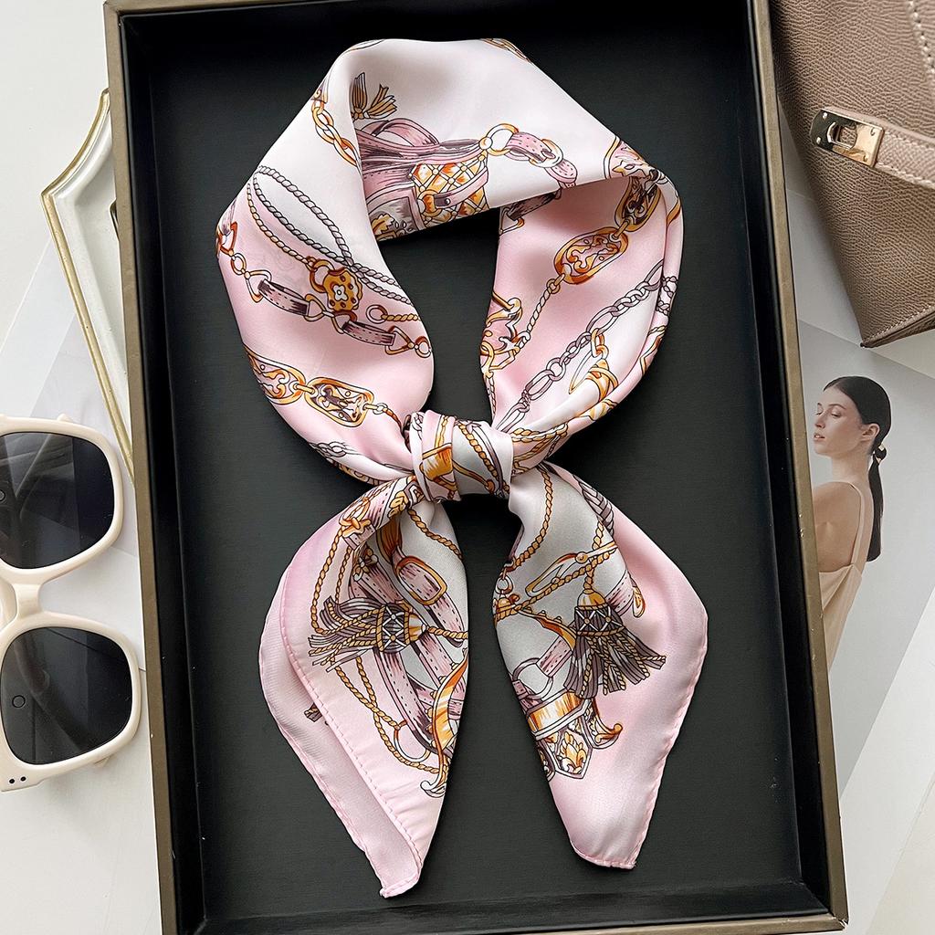 Luxury Print Square Silk Scarfs For Women Decorate Neck Ties Fashion 70*70Cm Kerchief Lady Summer Beach Hijab Female Neckerchief
