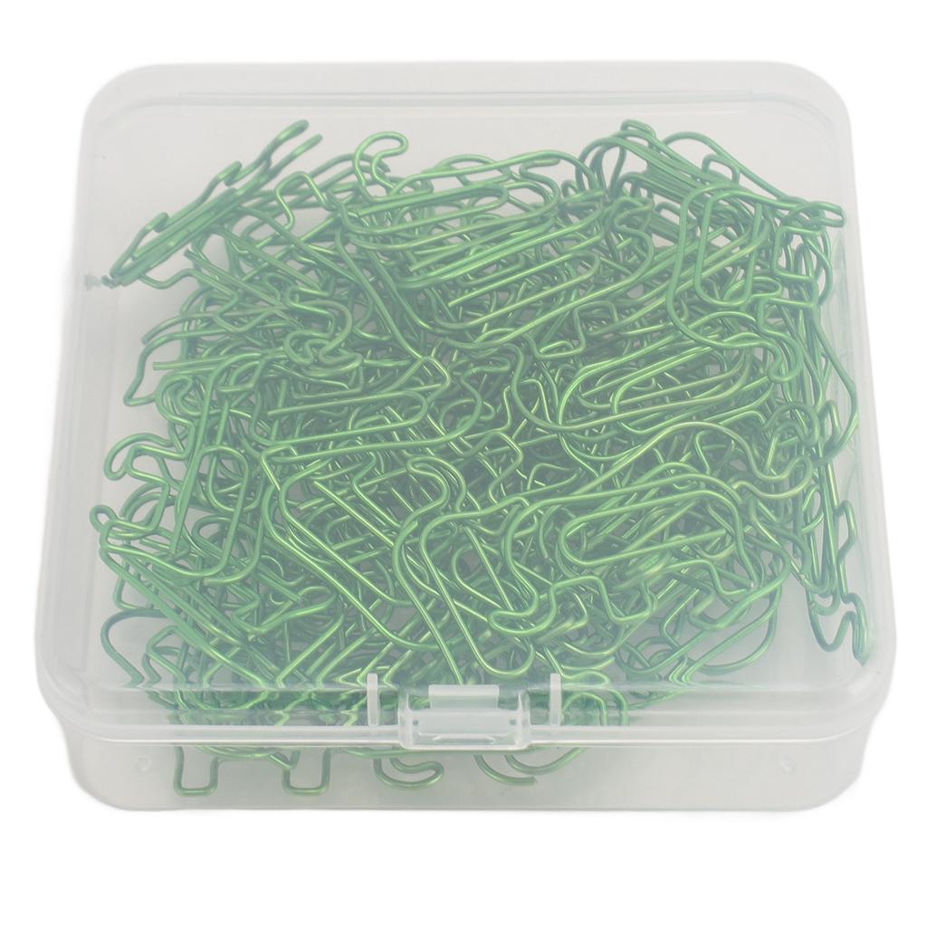 100pcs Paper Clip Cute Elephant Shaped Stainless Steel Paper Clip with Storage Box for Photo Bookmar