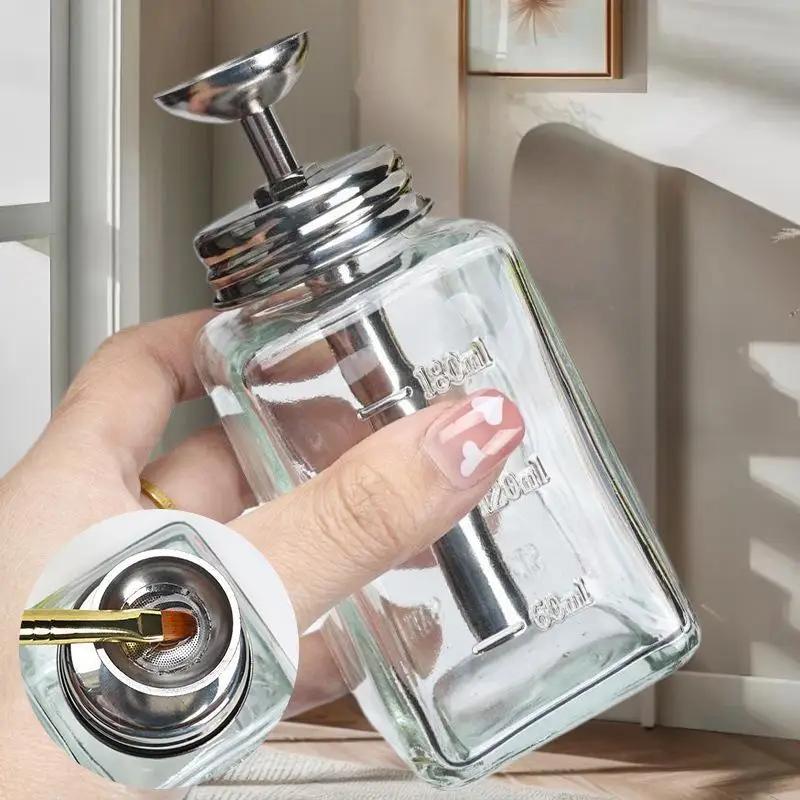 Nail Storage Refillable Glass Bottles Empty Liquid Press Pump Dispenser Nail Art Polish Remover Cleaner Makeup Manicure Tools