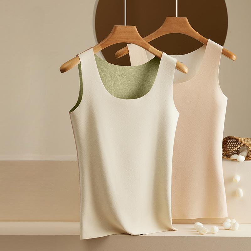 Autumn and Winter German Velvet Seamless Thermal Vest for Women Double-sided Velvet Thermal Underwear Thin Slim Fit Base Vest