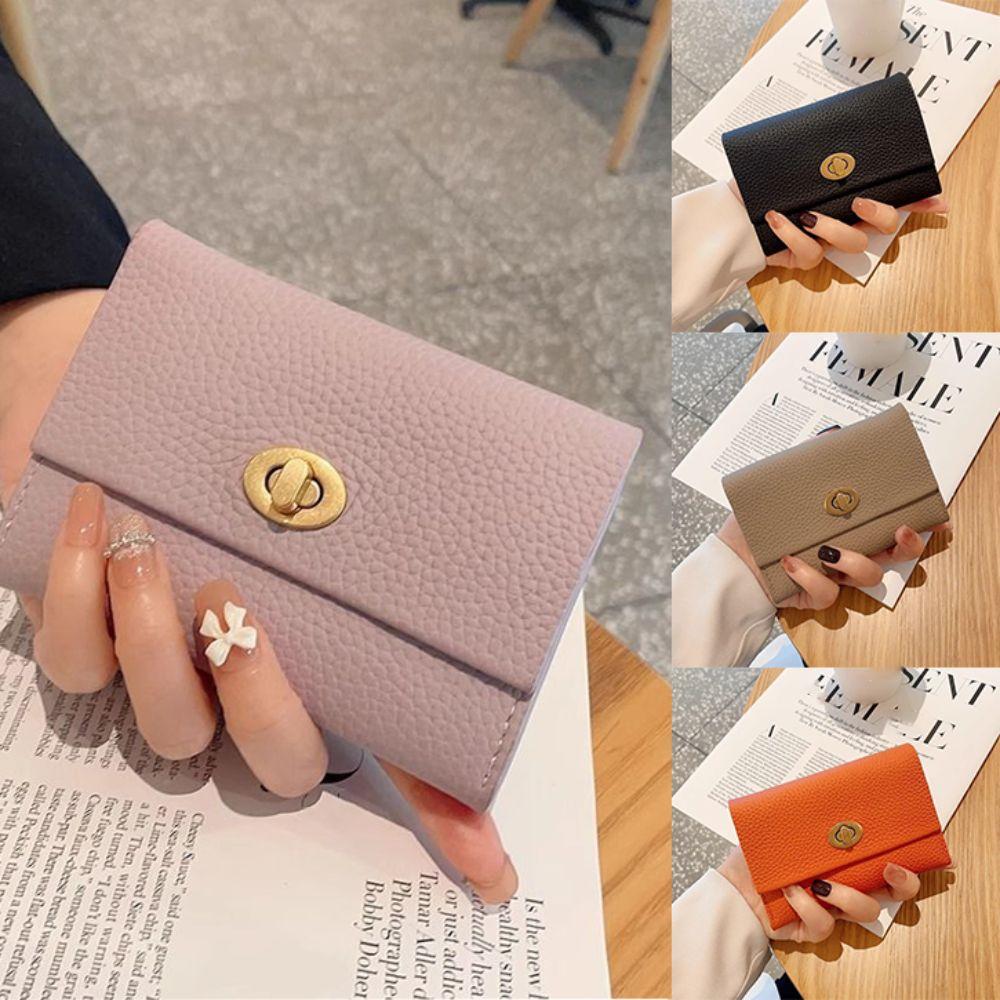 High-end 2 Folds Short Coin Purse Retro PU Leather Wallet Money Bag INS Style Card Wallets for Girls Students Gift