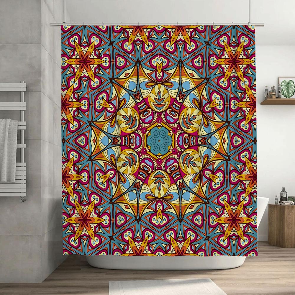 Energetic Blue Red Yellow Shower Curtain Decorative Pattern Bathroom Liner with Grommets (60x72) Flower Shower Curtain Waterproo