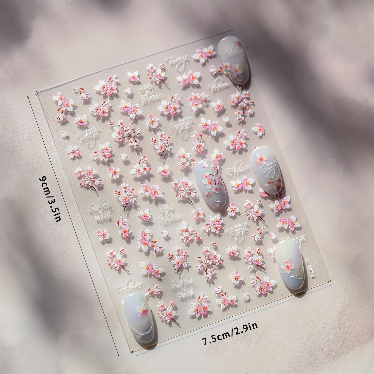 

1 шт. 5D Тисненые Наклейки для Нейл-арта с Цветущей Сакурой - Самоклеящиеся Весенние Цветочные Наклейки для Маникюра своими руками
