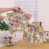 Girls Summer Korean Floral Fake Two Piece Short Sleeve Top And Shorts Set Baby Trendy Two Piece Outfit
