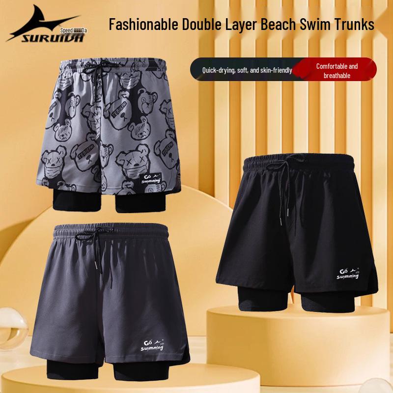 SUREDA Rychleschnoucí plavky proti rozpakům - Unisex nadměrná velikost, plavky se čtvercovou nohavičkou na pláž a do horkých pramenů