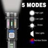 High Power LED Handheld Flashlight with Power Display, Strong Light & Side Light, Bright Torch for Camping, Hiking and Outdoor Emergency Use