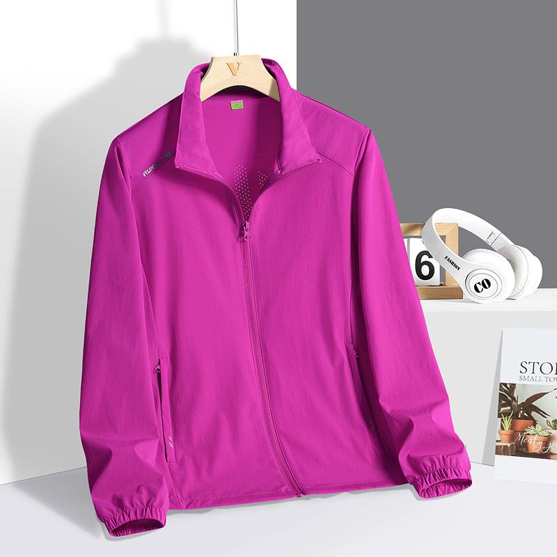 2026 UPF50+ Ice Silk Lightweight Breathable Stand Collar Jacket for Middle-aged & Elderly Men - Sun Protection, No Hood, Single Layer.