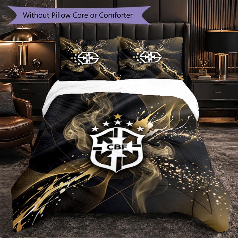 Set Biancheria da Letto a Fantasia Calcio Brasile 3 Pezzi Copripiumino Morbido in Microfibra con Federe per Camera da Letto