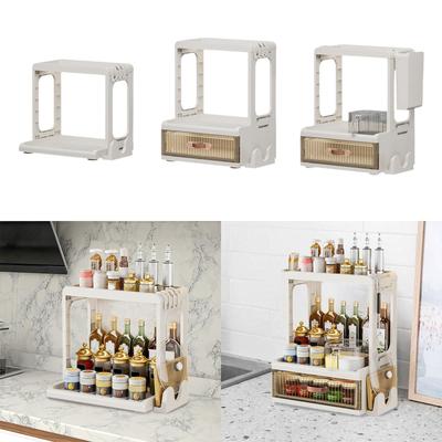 Spice Storage Rack Anti-slip Freestanding Utility Multilayer Easy To Clean Cabinet for Pantry Countertop Dorm Tabletop Household