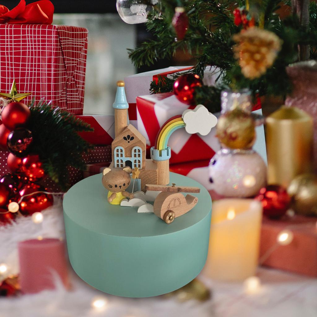 Christmas Music Box Wooden Rotating Music Box Xmas Navidad Noel Christmas Gift Birthday Gift New Year Present for Family