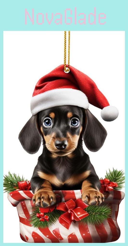 Creative Cute Christmas Dog Car Interior Ornament Acrylic Christmas Tree Decoration Gift