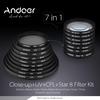 Andoer 58mm UV+CPL+Star8+Close-up (+1 +2 +4 +10) Photography Filter Ultraviolet Circular-Polarizing