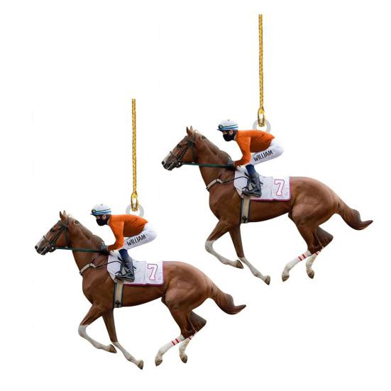 Yousheng 2Pcs Christmas Ornament Acrylic Riding Design Christmas Tree Pendant Holiday Home Decor Car Interior Decoration