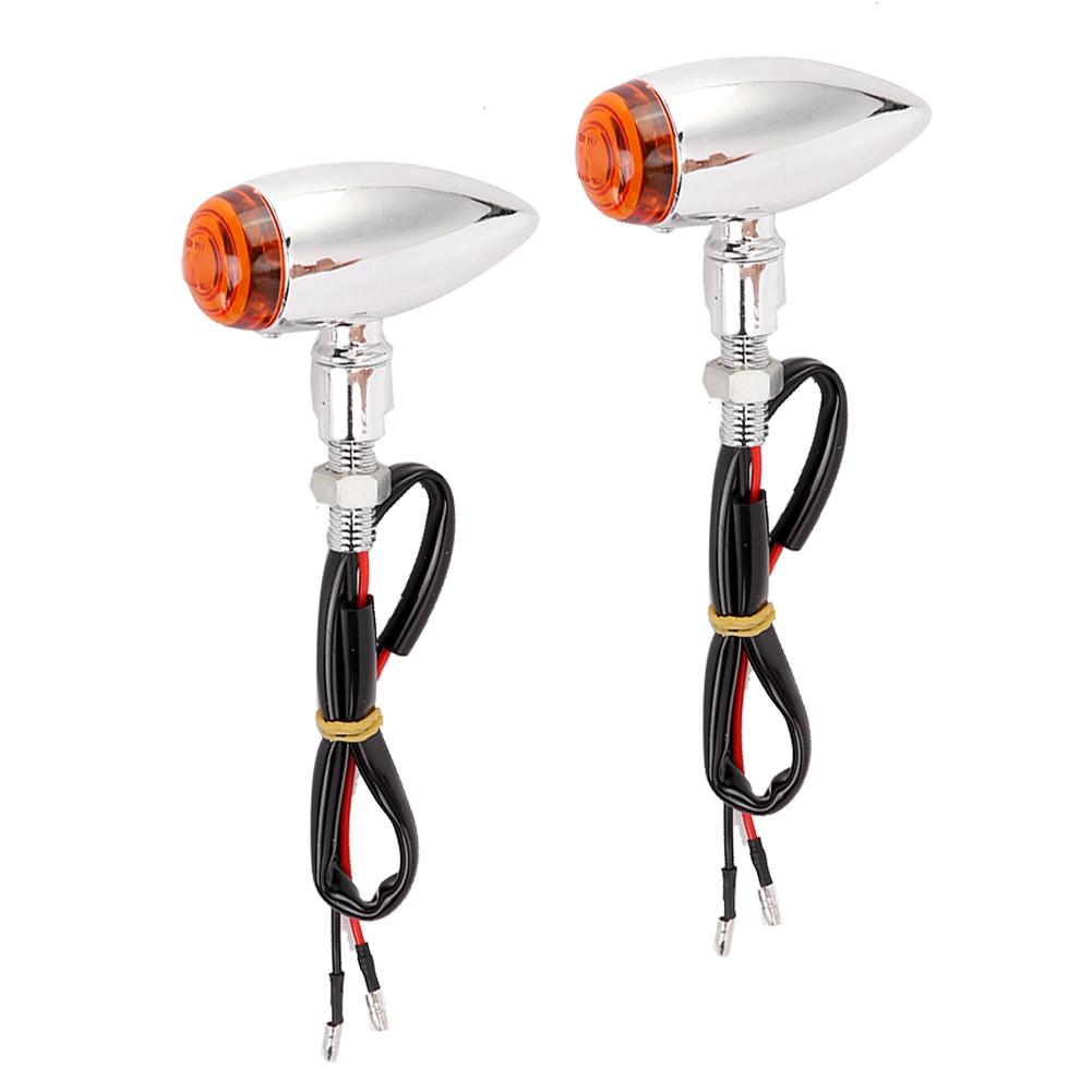 2Pcs Motorcycle Bullet Turn Signal Lamp Indicator Light Modification AccessorySilver Yellow Cover