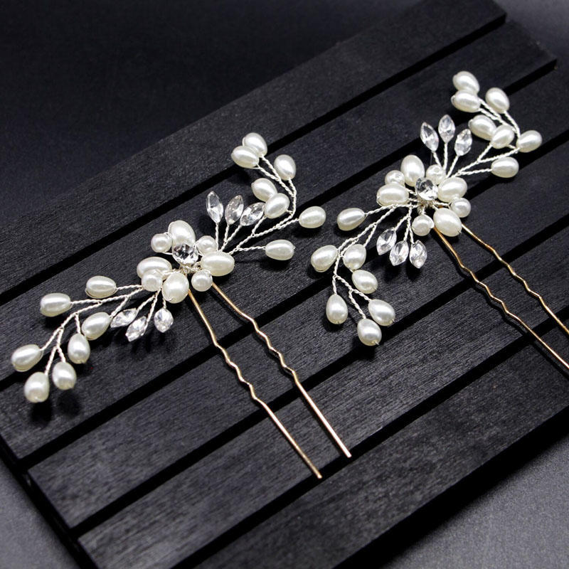 Vintage Wedding Bridal Pearl Flower Crystal Hair Pins